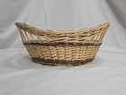 Vtg Wicker Basket With Handles 2 Tone Ornately Made No Glue  14x12x5 5