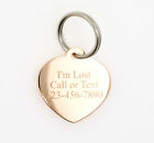 Custom Engraved Personalized Rose Gold Plated Small Heart Dog Tag Pet Id Name
