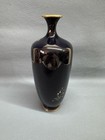 Antique Japanese Cloisonne Enamel Vase Bird   Chrysanthemum Black