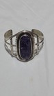 Sterling Silver Purple Stone Cuff Bracelet Native American Handmade By L
