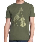 Giraffe Playing Bass T Shirt- Men s Music Animal Tee- Guys Graphic Screen Print