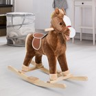 Qaba Kids Ride On Rocking Horse Toddler Plush Toy Realistic Sounds Brown