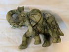 Vintage African Jade Green Carved Stone Elephant Statue 