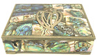 Vintage Carved Abalone Shell Inlayed Trinket Jewelry Box Beautiful Hand Crafted