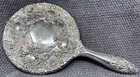 Antique Vintage Victorian Floral Silver Plated Vanity Hand Held Mirror Heavy