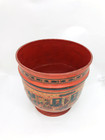 Antique Burmese Lacquerware Hand Painted Bamboo Bowl Myanmar 7 25  Red Etching