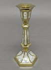 Candle Holder 3 d 8 hi Set 2 Brass Mother Of Pearl Inlay Hexagonal Free Shipping