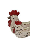 Vtg Rooster   Chicken Figurine Country Farm House Folk Art Decor Wood-look