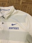 Nike Kentucky Wildcats Polo Shirt Mens Xl Gray Striped Dri-fit Short Sleeve Ncaa