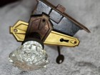 2 Antique Glass   Brass Door Knobs  Deadbolt Mortise Lock  Key  Covers Working