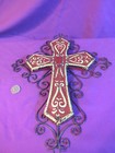 Wall Cross Religious  Rustic Wrought Iron And Reddish Pottery  11  X 14 