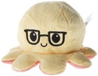Teeturtle Reversible Octopus Plushie 4-inch 4x4x3  Red   Yellow With Glasses 