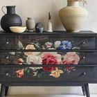 Pligreat 3 Sheets Vintage Flowers Rub On Transfers For Furniture Red pink 