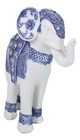 Feng Shui Ming Style Blue And White Ornate Design With Crystals Elephant Statue