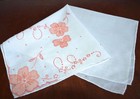 Vintage 1950s Hankie Embroidered   Applique Madeira Portugal Pink On White