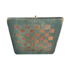 Antique Folk Art Green Painted Pine Wood Checker Game Board - Wall Hanging