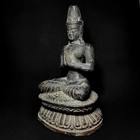 10 6 Inch Old Chinese Buddhism Temple Bronze Carved Ancient Pray Buddha Statue
