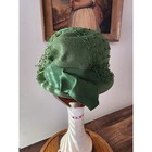 Vintage Eva Mae Modes Green Wool Felt Cloche Hat Birdcage Veil Bow 1950s 60s