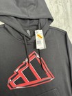Adidas Black Pullover Hoodie Sweatshirt Mens Large Evo Red Logo Graphic Nwt