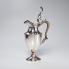 Silverplate Neoclassical Wine Water Jug Ewer Ebonized Wood Handle 10  Antique