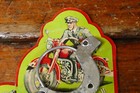 Vintage 1950s Junior Police Hand Cuffs Motorcycle Toy On Card Harley Davidson