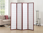Roundhill Furniture Oriental Shoji 4 Panel Screen Room Divider  Cherry