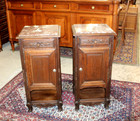 Pair Of French Antique Louis Xv Normandy Oak Nightstands W  Marble Tops