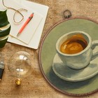Vintage Coffee Cup Wall Art Decor  Cafe Canvas Print Round Wall Hanging Decor   