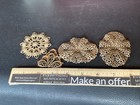Lot Of 4 Antique Brass Filigree Appliqu   Embellishments Ornate Oval Star Scroll