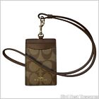 Nwt Coach Signature Id Lanyard Card Holder 63274  Khaki saddle -  Pvc leather