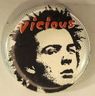 Vintage Sid Vicious Of The Sex Pistols Pinback Button  Black And White With Red
