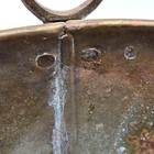 Vintage antique Brass Cooking Pot Planter Hand Riveted Handles Patina Decor