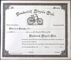Frederick Bicycle Club 1890s Stock Certificate  Md Maryland Bike