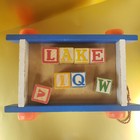 Vintage Playskool Wagon Wooden Blocks Pull Toy With Letter  Number Wood Blocks