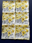 6 Vintage Vera Neumann Mcm Linen Napkins Yellow Poppy Floral 16    Square