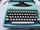 Vintage Baby Blue Remington Streamliner Portable Manual Typewriter W case Works
