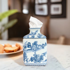 Blue And White Chinoiserie Porcelain Tissue Box Cover Holder Square