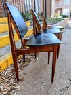 Set Of 1960s Black Vinyl   Teak Danish Modern Style Dining Chairs - Set Of 3