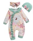 Baby Girl Clothes Infant Floral Print One-piece Newborn Green-flow