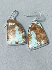 Huge  8 Turquoise Vintage Navajo Sterling Silver Slab Earrings