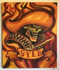 Bandidos Mc Painting Signed Oil Canvas Motorcycle Club Texas Biker Art Sylb
