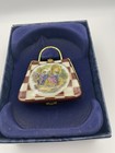 Victorian Style Miniature 24k Gold Trim Porcelain  Handbag Trinket Box With Box