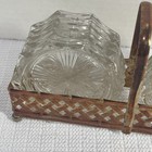 Vintage Vmc Reims France Crystal Cut Glass Coaster Set In Gold Plate Caddy