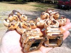 Two Old Cast Iron Finials Architectural Chippy Aged Finish  Set 2
