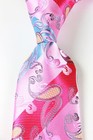 Classic Paisley Pink Blue Jacquard Silk Men s Tie Necktie Hanky Cufflink Set