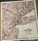 1868 Colored Map Of New York And Vicinity  Manhattan