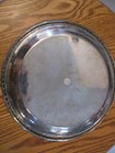 Godinger Silver Plate Round Tray W rope Edge   Scroll Etching