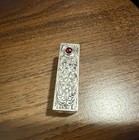 Vintage 800 Sterling Silver Lipstick Holder Compact  Etched Floral Red Stone