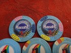  1 Casino Chips Lot Of 14 - Harrah s  Bally s  4 Queens  Flamingo  Etc Las Vegas