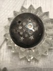 Vtg Clear Glass Salt   Pepper Shakers Unique Design Collectible Metal Top Mini